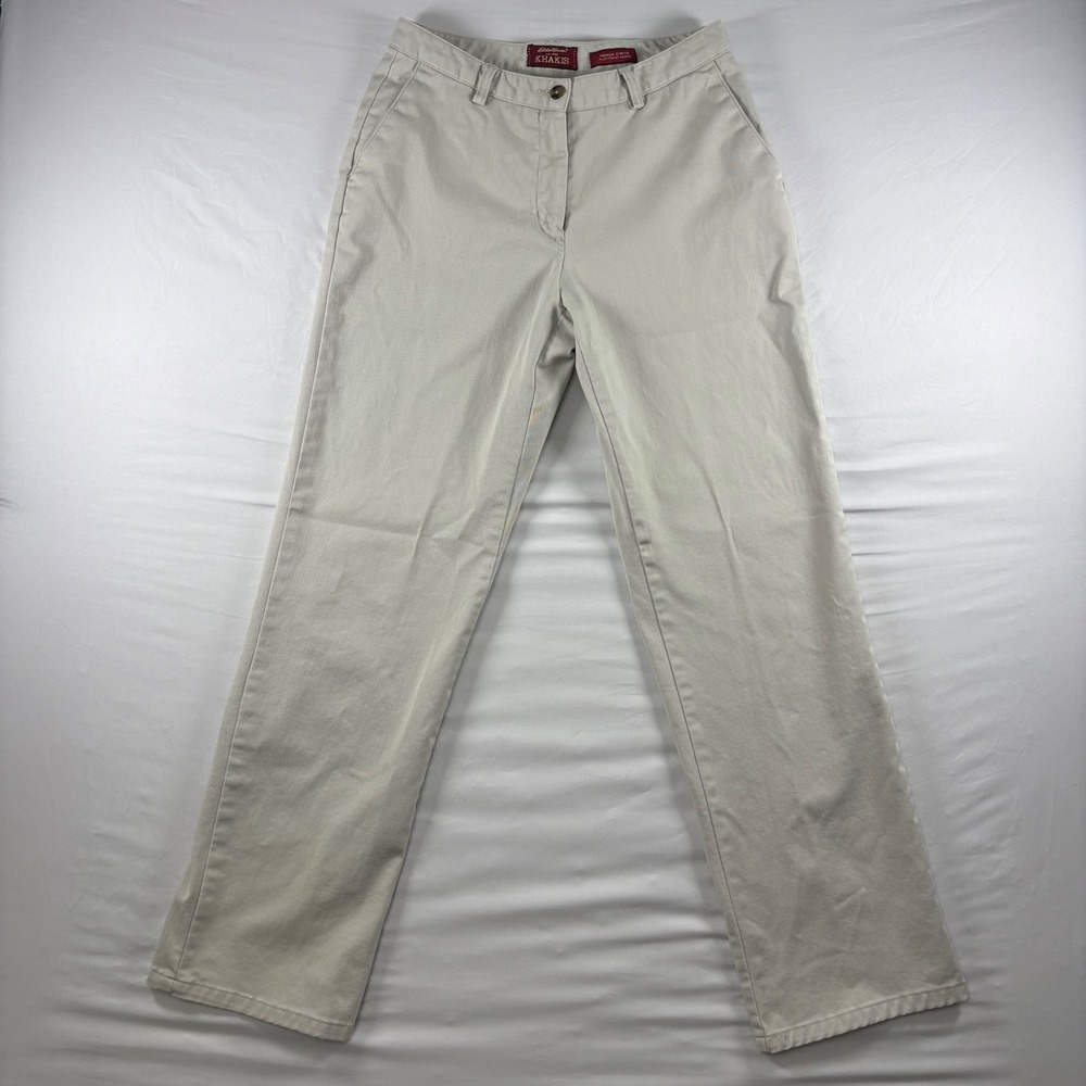 Eddie Bauer Khakis Pants Womens 6 Beige Premium Stretch Flat Front Cotton Blend‎